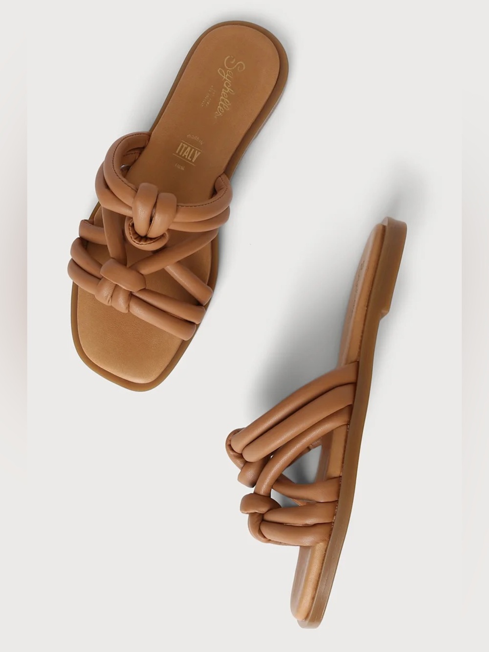 Seychelles Sun Kissed Tan Braided Knot Leather Slide Sandals